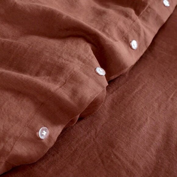 NWOT Quince European Twin Linen Duvet Cover Set with Standard Sham in Bordeaux - Picture 3 of 5